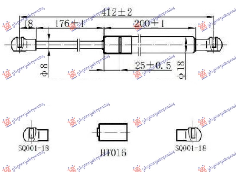 Gas Spring, boot-/cargo area Aftermarket 011308305