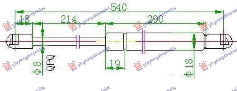 Gas Spring, boot-/cargo area Aftermarket 013408305
