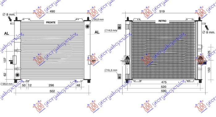 Radiator, engine cooling Aftermarket 046306320