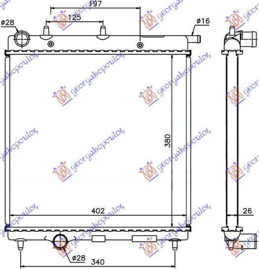 Radiator, engine cooling Aftermarket 195206310