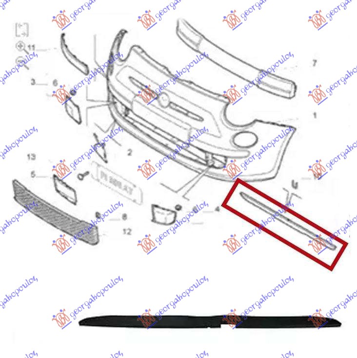 Trim/Protection Strip, bumper Aftermarket 020206370