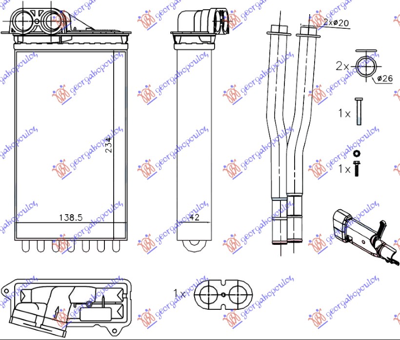 Heat Exchanger, interior heating Aftermarket 631006500