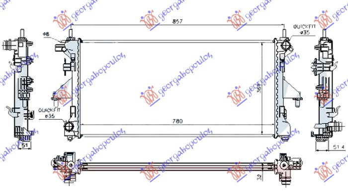Radiator, engine cooling Aftermarket 028706330