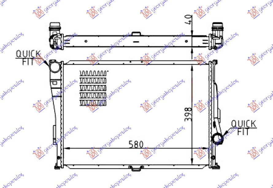 Radiator, engine cooling Aftermarket 035006310