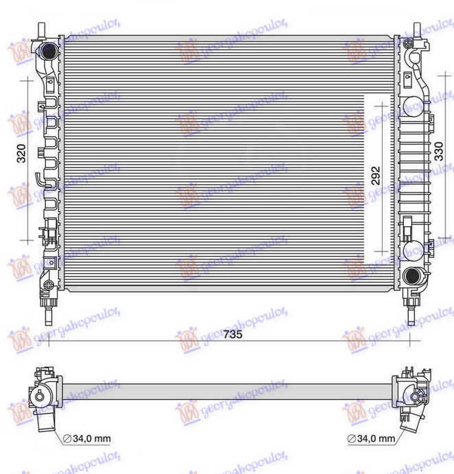 Radiator, engine cooling Aftermarket 238006330
