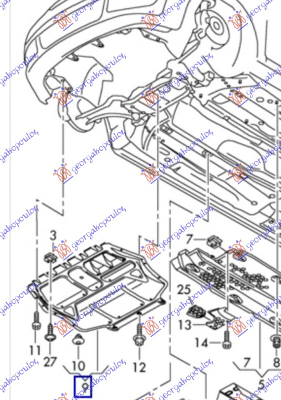 ΠΟΔΙΑ ΜΗΧΑΝΗΣ ΠΛΑΣΤΙΚΗ (DIESEL) (ΜΕ ΤΡΥΠΕΣ) για VW GOLF V 2004-2008 (1K1)