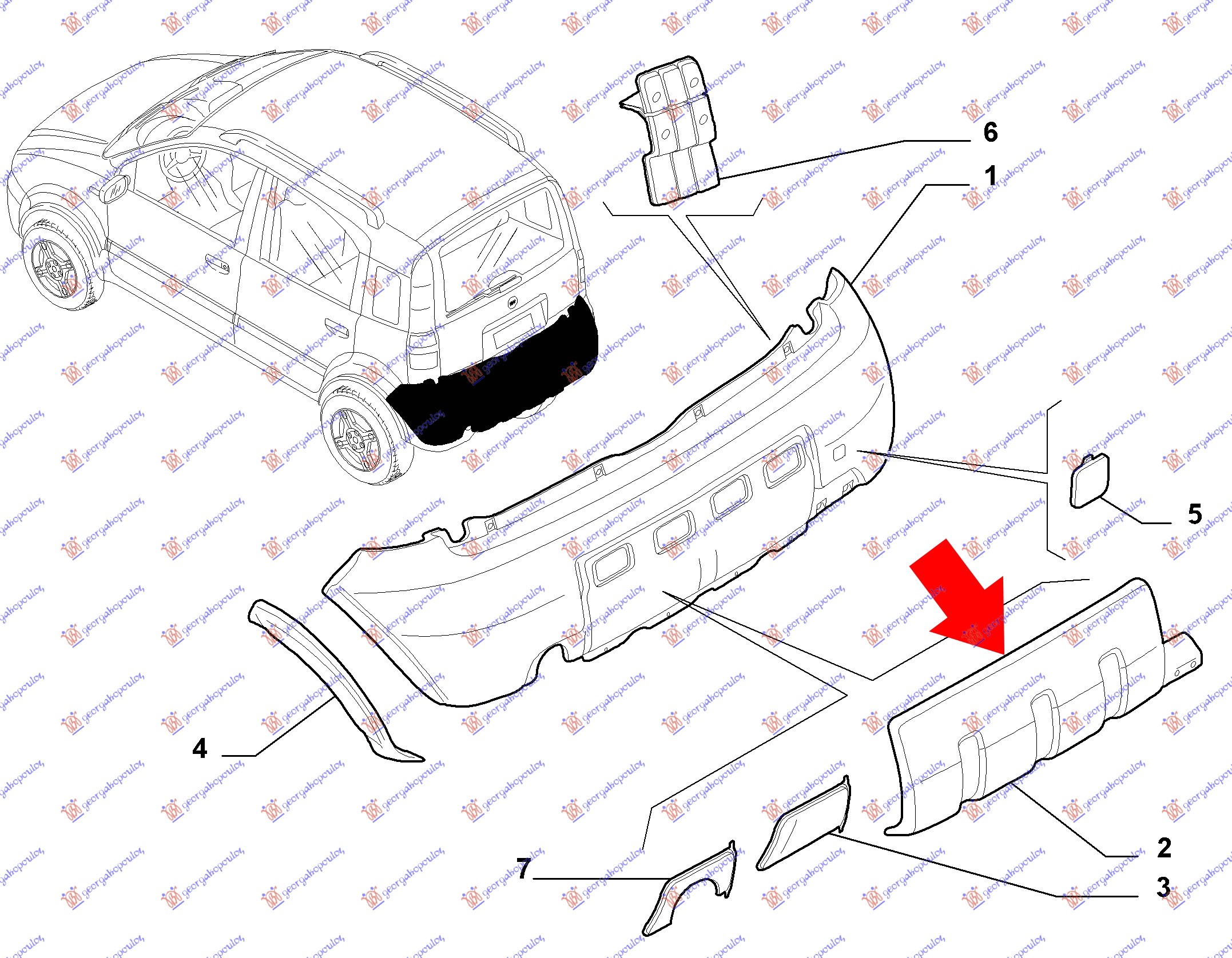ΠΛΑΣΤΙΚΟ ΠΡΟΦΥΛΑΚΤΗΡΑ ΠΙΣΩ 4Χ4 (CLIMBING) για FIAT PANDA 2003-2014 (169)