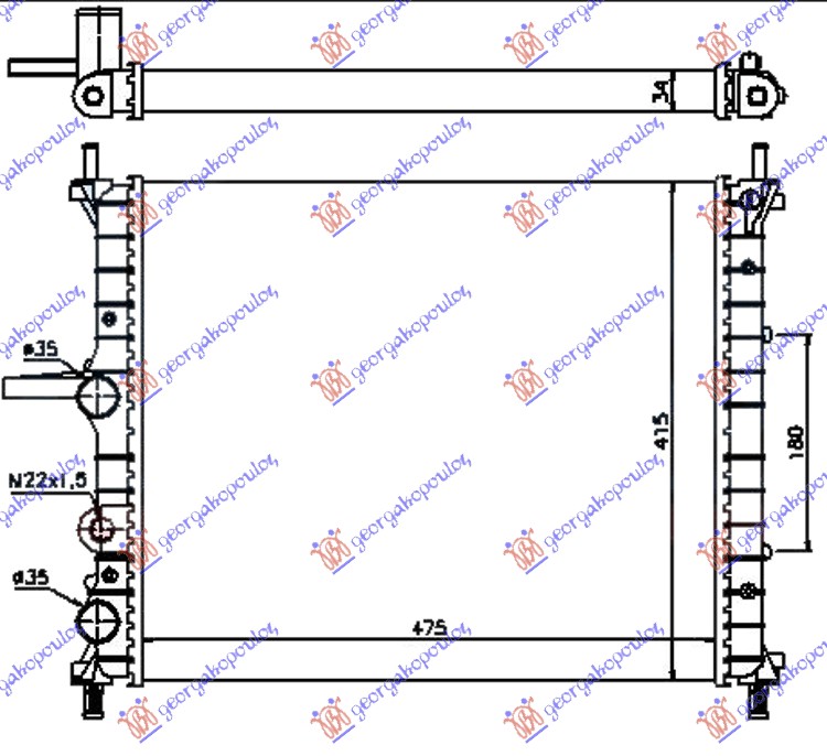 Radiator, engine cooling Aftermarket 040906305
