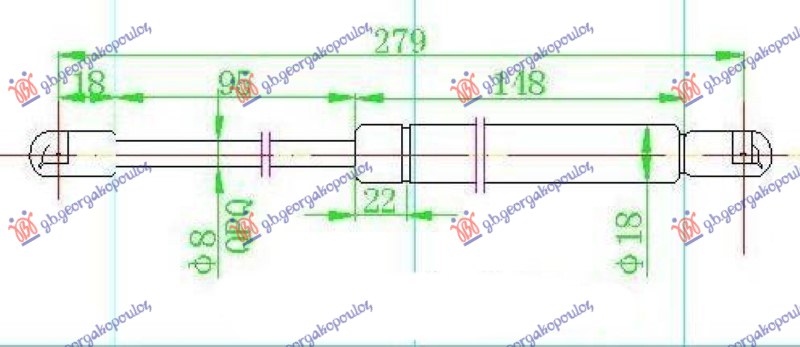 Gas Spring, boot-/cargo area Aftermarket 044508305
