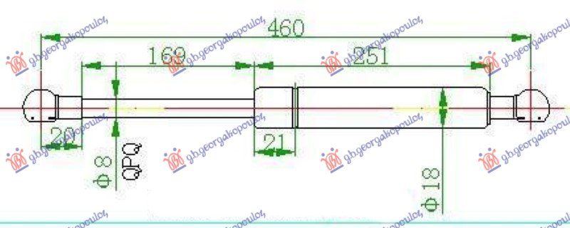Gas Spring, rear window Aftermarket 046408315