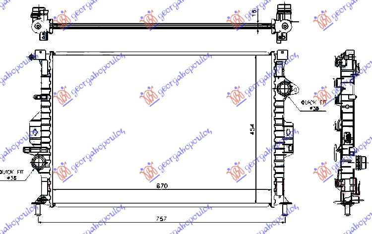 Radiator, engine cooling Aftermarket 855006315