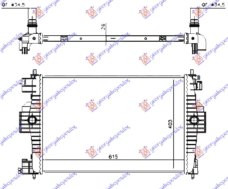 Radiator, engine cooling Aftermarket 634006325