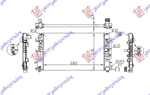 Radiator, engine cooling Aftermarket 539006300