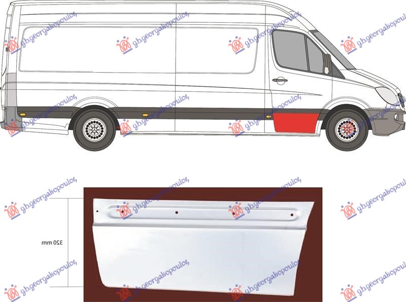 ΦΥΛΛΟ ΠΟΡΤΑΣ ΕΜΠΡΟΣ ΚΑΤΩ για MERCEDES SPRINTER 210-519 (W906) 13-18