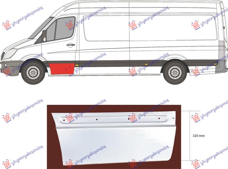 ΦΥΛΛΟ ΠΟΡΤΑΣ ΕΜΠΡΟΣ ΚΑΤΩ για MERCEDES SPRINTER 210-519 (W906) 13-18
