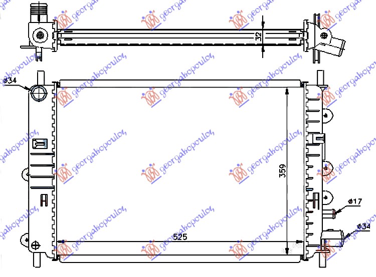 ΨΥΓΕΙΟ 1.4-1.6-1.8 16 ΒΕΝΖΙΝΗ -1.8 ΠΕΤΡΕΛΑΙΟ +/- A/C (525x365) για FORD ESCORT 1993-1995 (ANL)