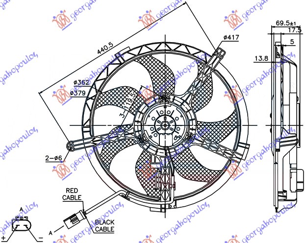ΒΕΝΤΙΛΑΤΕΡ ΨΥΓΕΙΟΥ ΚΟΜΠΛΕ (2 PIN) για MINI COOPER/ONE 2006-2011 (R56)