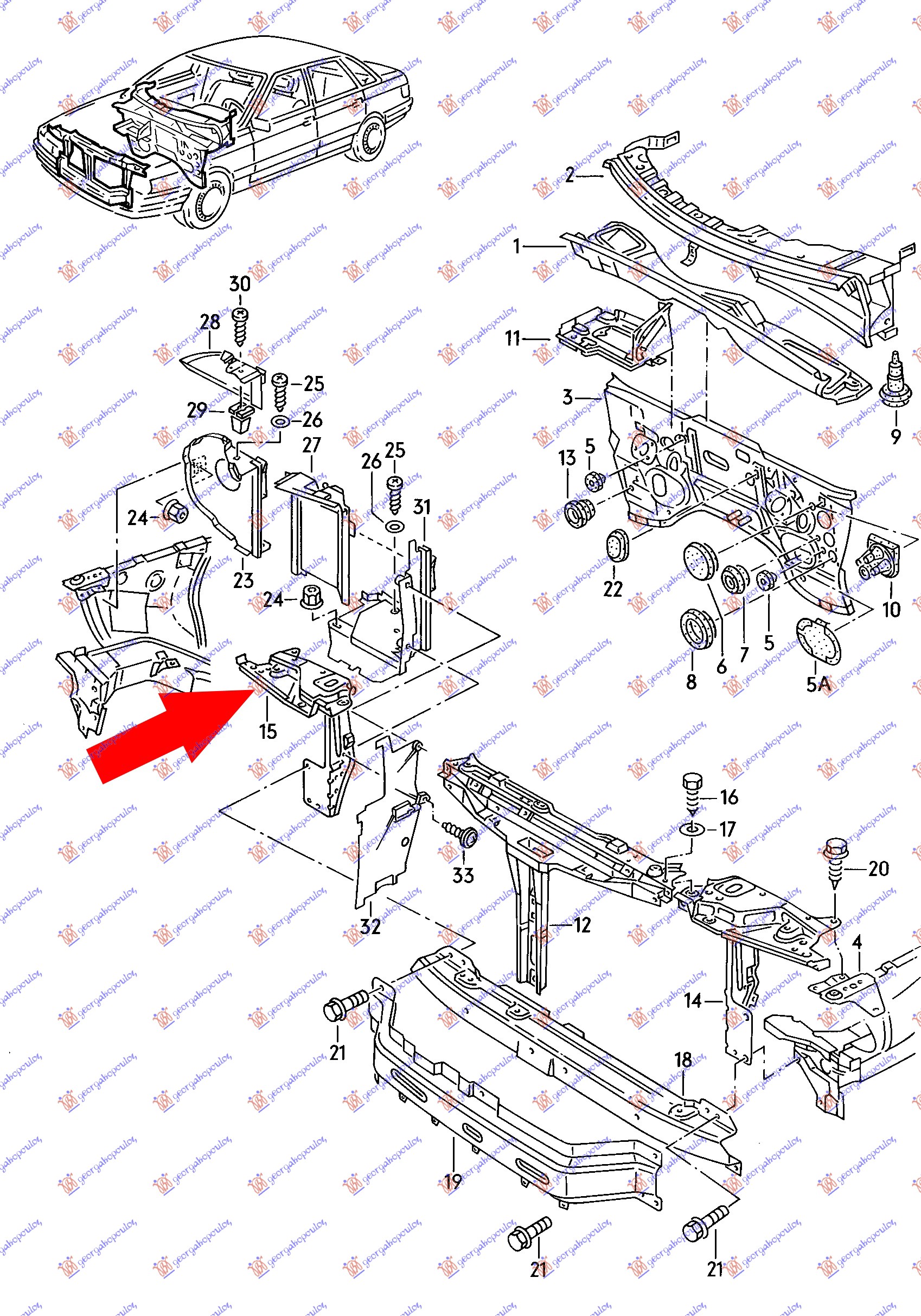 ΦΑΝΟΣΤΑΤΗΣ ΕΜΠΡΟΣ ΜΕΤΑΛΛΙΚΟΣ ΔΕΞΙΑ για AUDI 80 1986-1991 (893/894/8A2)