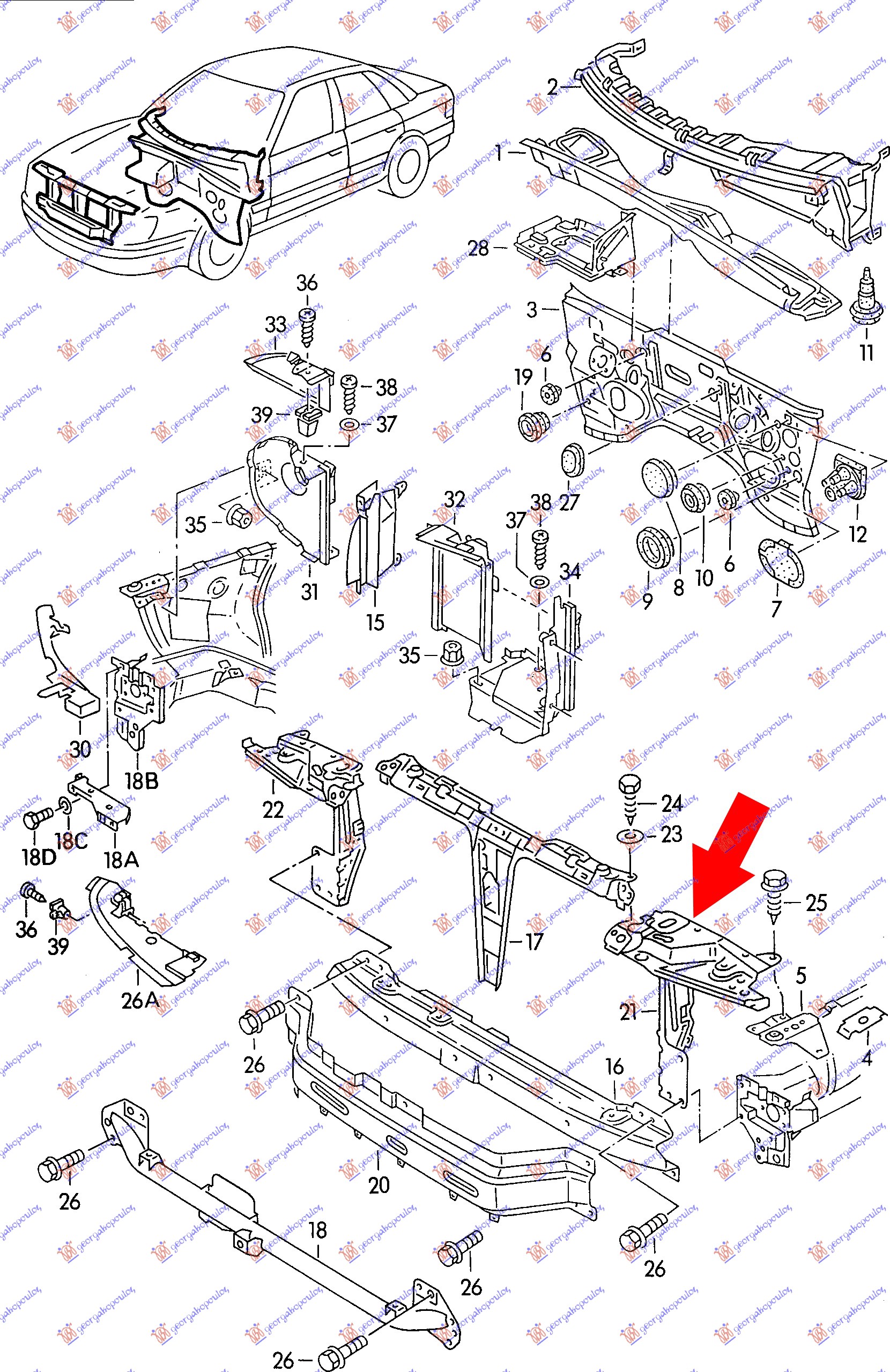 ΦΑΝΟΣΤΑΤΗΣ ΕΜΠΡΟΣ ΜΕΤΑΛΛΙΚΟΣ ΔΕΞΙΑ για AUDI 80 1991-1994 (8C2/8C5)