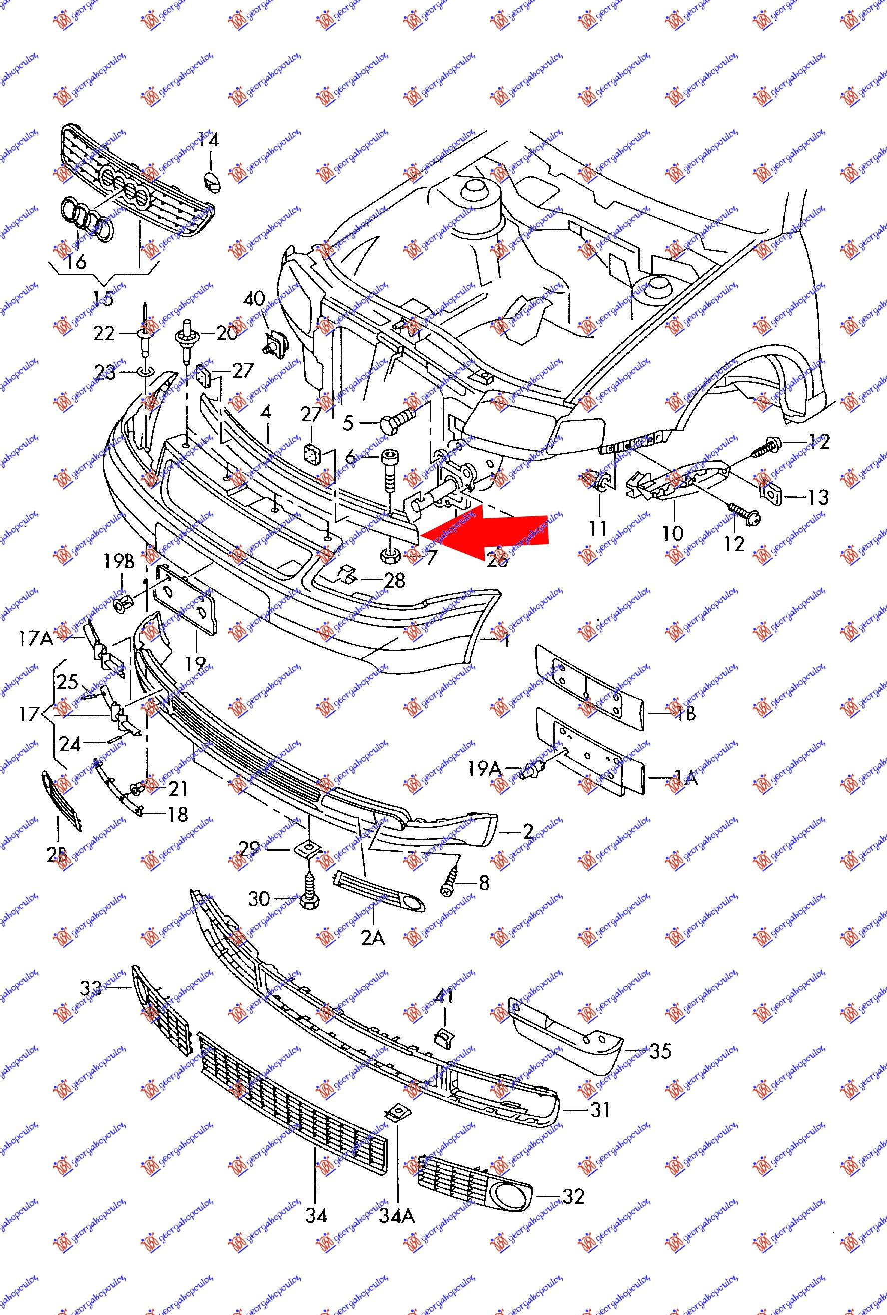 ΤΡΑΒΕΡΣΑ ΠΡΟΦΥΛΑΚΤΗΡA ΕΜΠΡΟΣ για AUDI A3 1996-2003 (8L1)