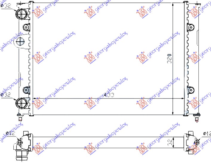 ΨΥΓΕΙΟ 1.4-1.6 ΒΕΝΖΙΝΗ (430x320) (ΠΑΡΟΧΕΣ ΠΛΕΥΡΑ ΟΔΗΓΟΥ) (MAHLE BEHR) για VW GOLF III 92-98