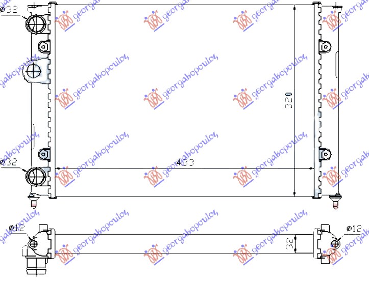 ΨΥΓΕΙΟ 1.9 ΠΕΤΡΕΛΑΙΟ TDI (625x379x32) ΠΑΡΟΧΕΣ ΠΛΕΥΡΑ ΣΥΝΟΔΗΓΟΥ (NRF) για VW GOLF III 1992-1998 (1H1/1H5)