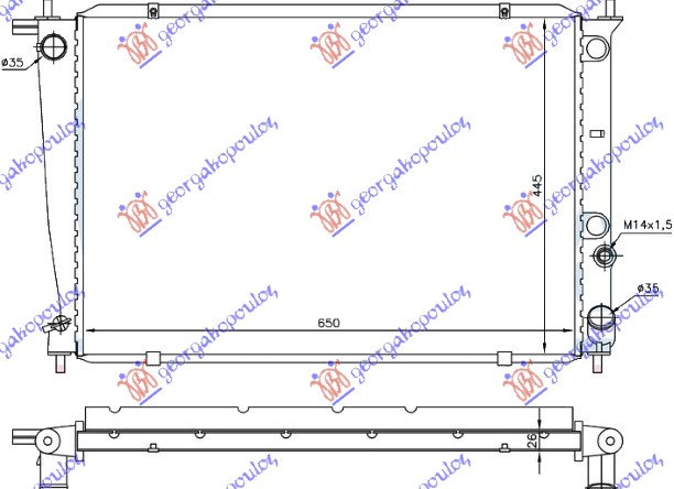 ΨΥΓΕΙΟ 2.5 ΠΕΤΡΕΛΑΙΟ +/- A/C (650x445) για HYUNDAI H1 VAN 1998-2007 (A1)