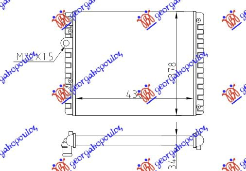 Radiator, engine cooling Aftermarket 043006355