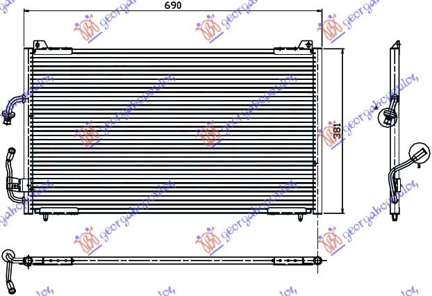 ΨΥΓΕΙΟ A/C ΒΕΝΖΙΝΗ-ΠΕΤΡΕΛΑΙΟ (650x380) (ΔΥΟ ΡΑΚΟΡ) για PEUGEOT 406 SDN 1996-2005 (8C/8E/8F)