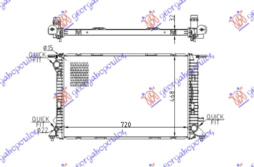 Radiator, engine cooling Aftermarket 128006320