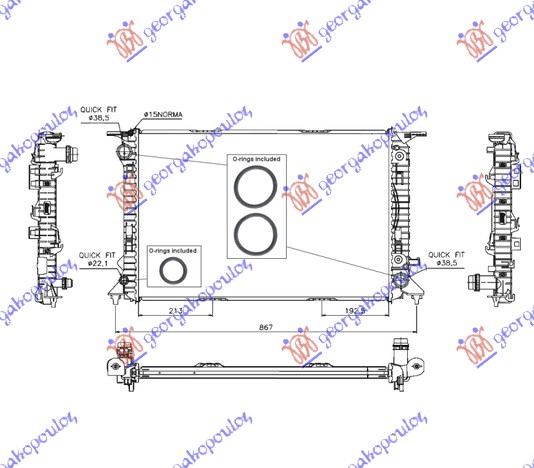 Radiator, engine cooling Aftermarket 060906330