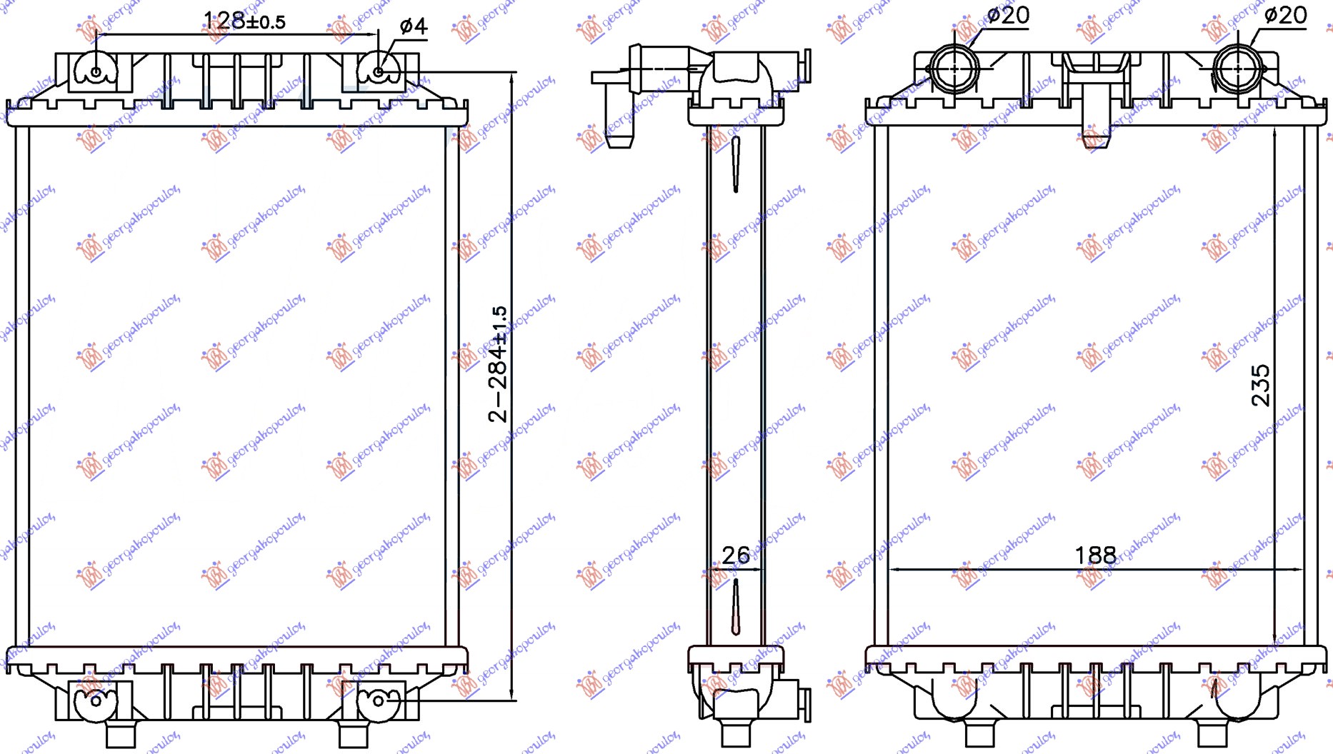 Radiator, engine cooling Aftermarket 134106342