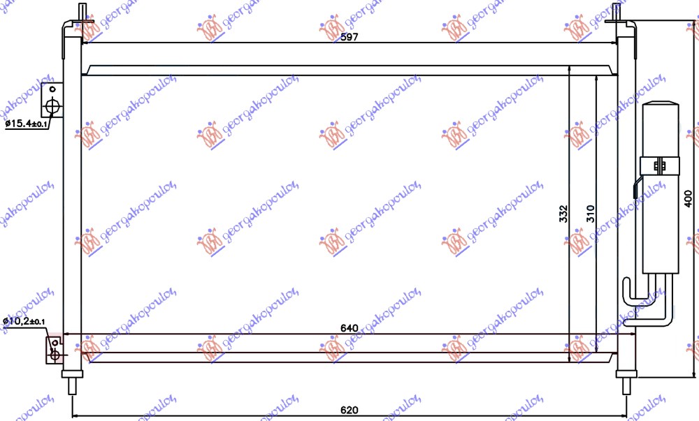 ΨΥΓΕΙΟ A/C BENZΙΝΗ-ΠΕΤΡΕΛΑΙΟ (600x320x16) για HONDA CIVIC H/B-L/B 2006-2012 (FN/FK)