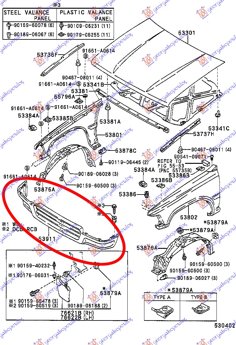 ΠΟΔΙΑ ΕΜΠΡΟΣ ΚΑΤΩ για TOYOTA HI-LUX 2WD 1989-1994 (YN 85)