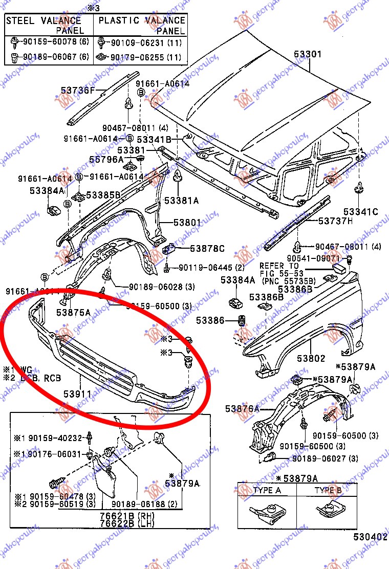 ΠΟΔΙΑ ΕΜΠΡΟΣ ΚΑΤΩ για TOYOTA HI-LUX 4WD 1989-1997 (YN 110)