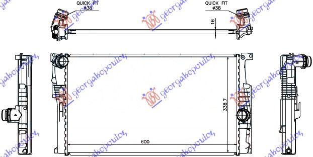 Radiator, engine cooling Aftermarket 154106300