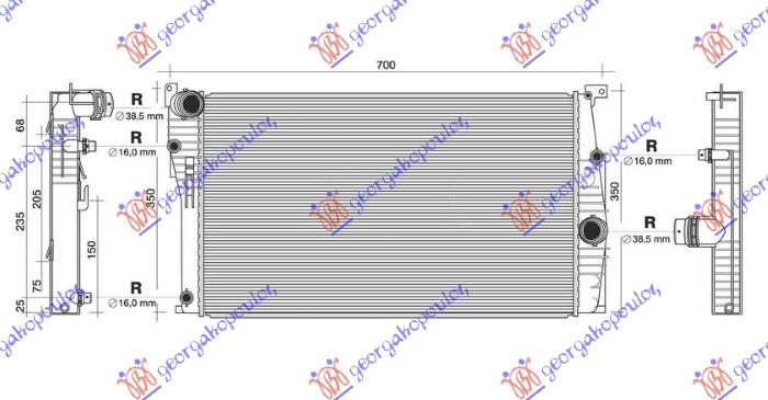 Radiator, engine cooling Aftermarket 154106340