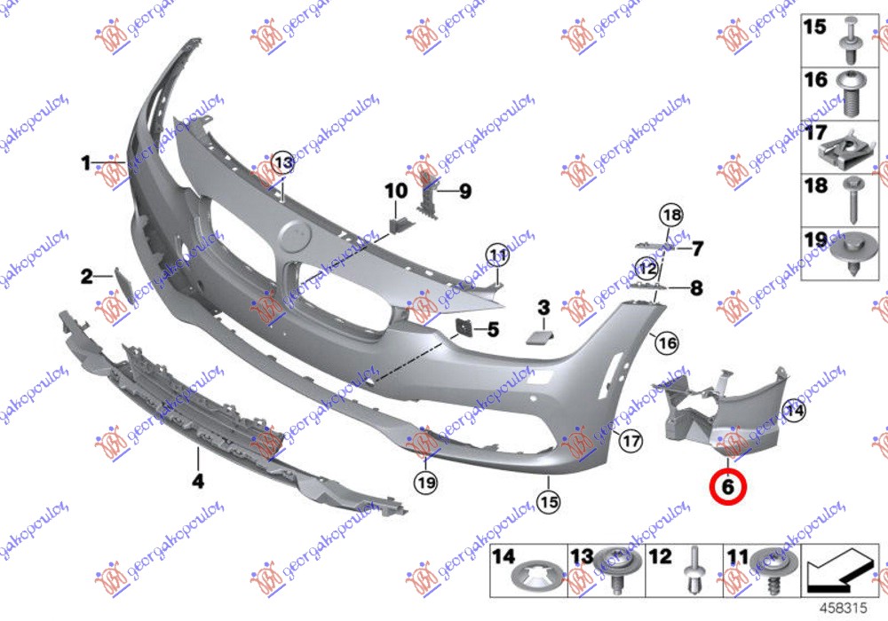 ΒΑΣΗ ΣΤΗΡΙΞΗΣ ΠΡΟΒΟΛΕΑ ΠΛΑΣΤΙΚΗ ΔΕΞΙΑ για BMW SERIES 3 SDN/S.W. 2014-2018 (F30/F31)