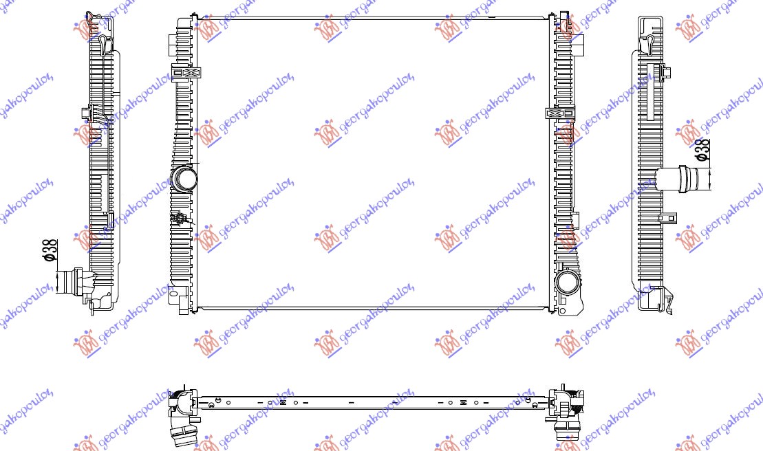 Radiator, engine cooling Aftermarket 156106310