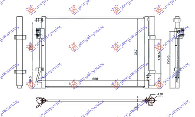 ΨΥΓΕΙΟ A/C 1.6-2.0 (520i) - 2.0 (528i) ΒΕΝΖΙΝΗ (595x480x16) για BMW SERIES 5 2010-2013 (F10/F11)