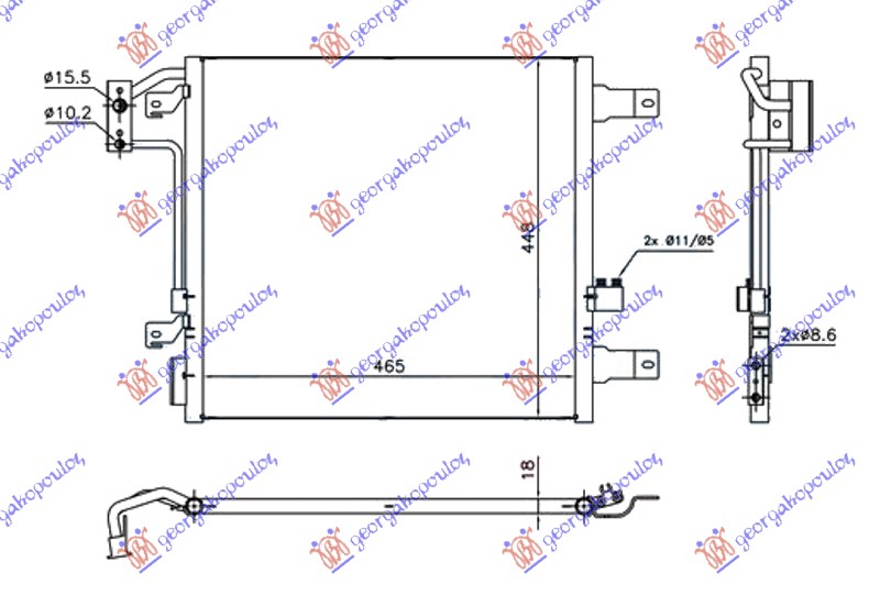 ΨΥΓΕΙΟ A/C 3.6-3.8i ΒΕΝΖΙΝΗ 2.8 CRD ΠΕΤΡΕΛΑΙΟ ΑΥΤΟΜΑΤΟ -2012 (470x450x18) για JEEP WRANGLER 2/4D 2007-2018 (JK)