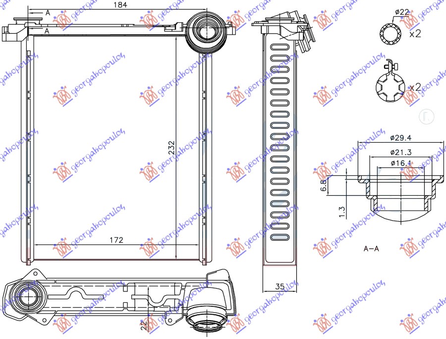 Heat Exchanger, interior heating Aftermarket 634006500