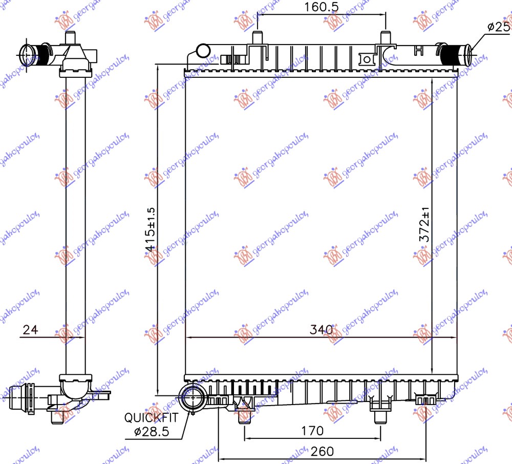 Radiator, engine cooling Aftermarket 635006310