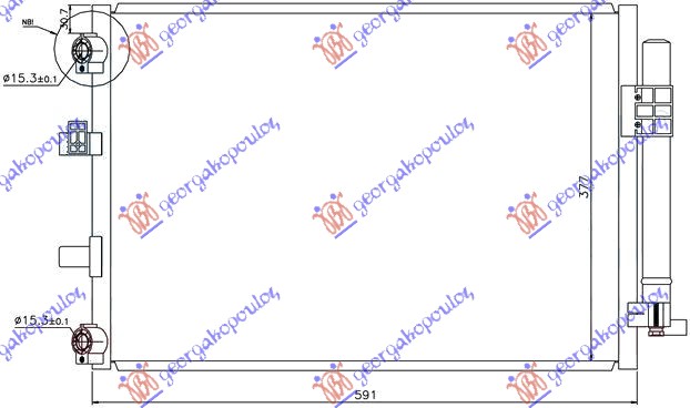 ΨΥΓΕΙΟ A/C 1.0-1.6 ΒΕΝΖΙΝΗ-1.6 ΠΕΤΡΕΛΑΙΟ (590x377) για FORD FOCUS 2011-2014 (DH)