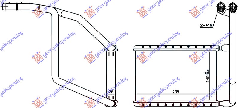 ΨΥΓΕΙΟ ΚΑΛΟΡΙΦΕΡ (149x238x26) για FORD TRANSIT 2013-2019 (F3/FCD/FDD/FAD/FED)