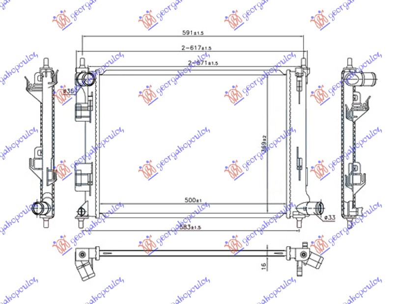 Radiator, engine cooling Aftermarket 366006330