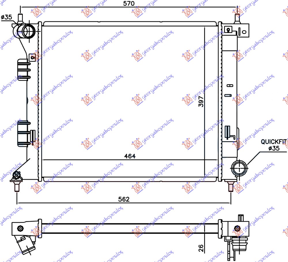Radiator, engine cooling Aftermarket 368106340