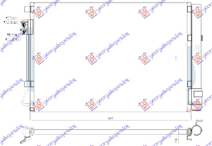 ΨΥΓΕΙΟ A/C ΓΙΑ ΌΛΑ ΒΕΝΖΙΝΗ (515x370x16) για KIA RIO H/B 2014-2017 (UB)