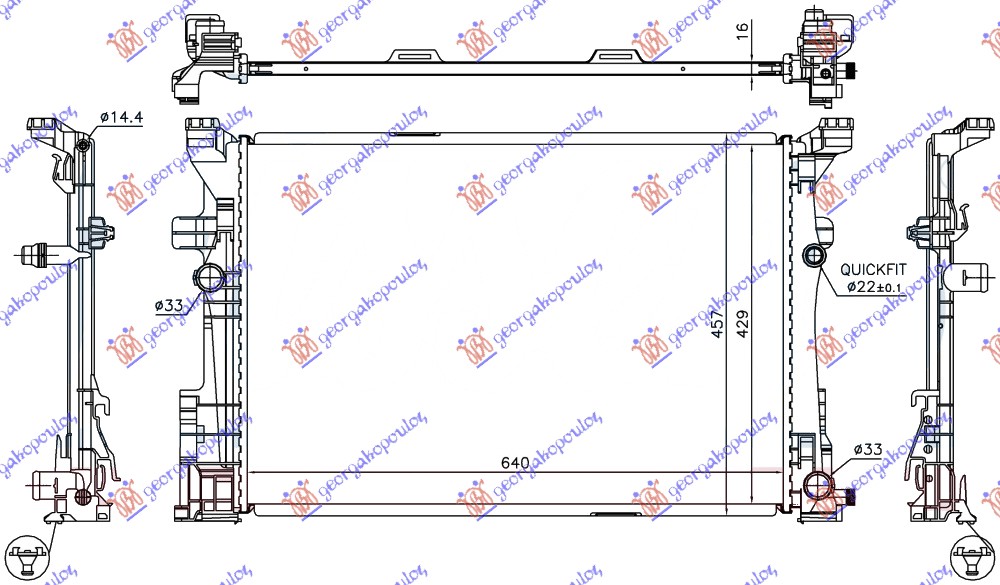 Radiator, engine cooling Aftermarket 542006310