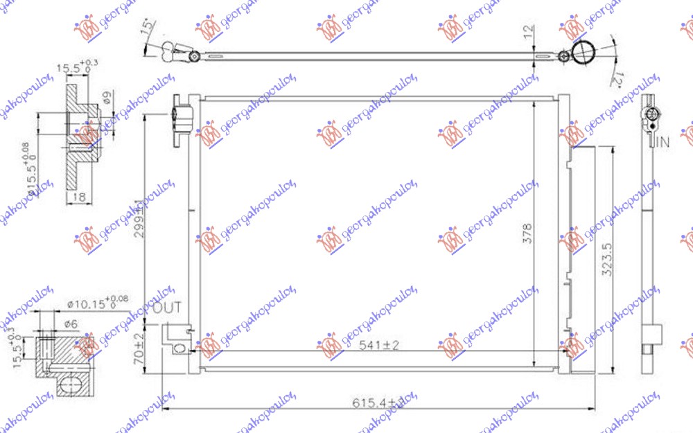 ΨΥΓΕΙΟ A/C 0.9TURBO-1.0i 12V-ELECTRIC (541x378x12) για SMART FORTWO 2014- (453)